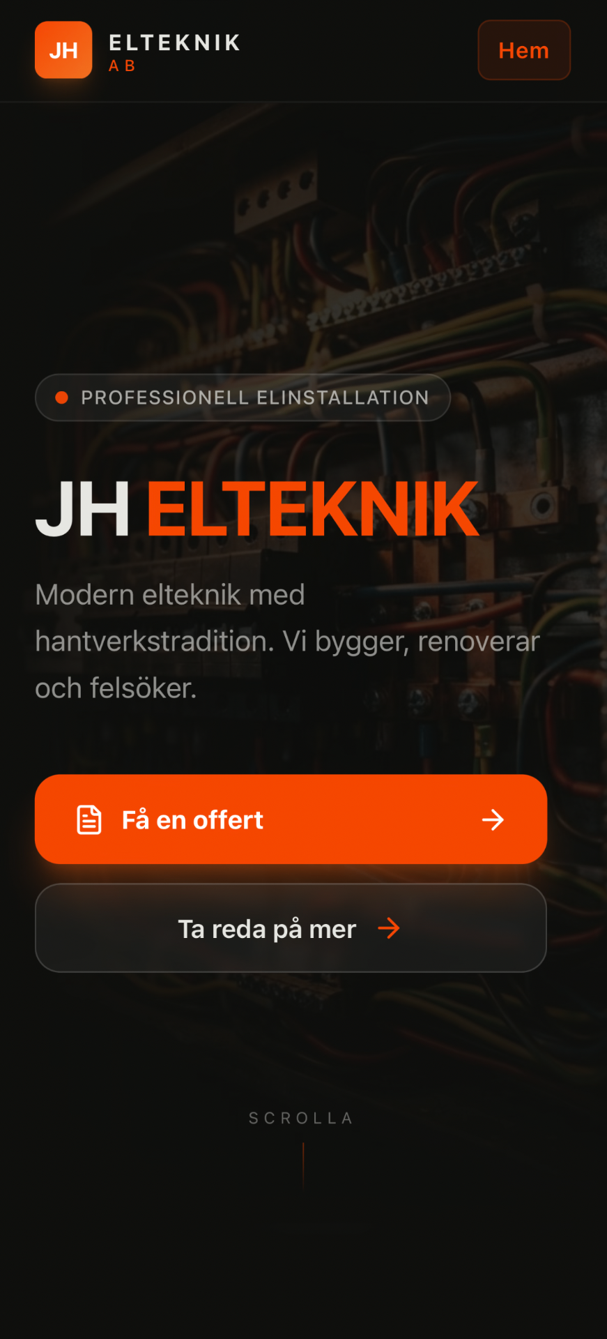 JH Elteknik — Företagshemsida
